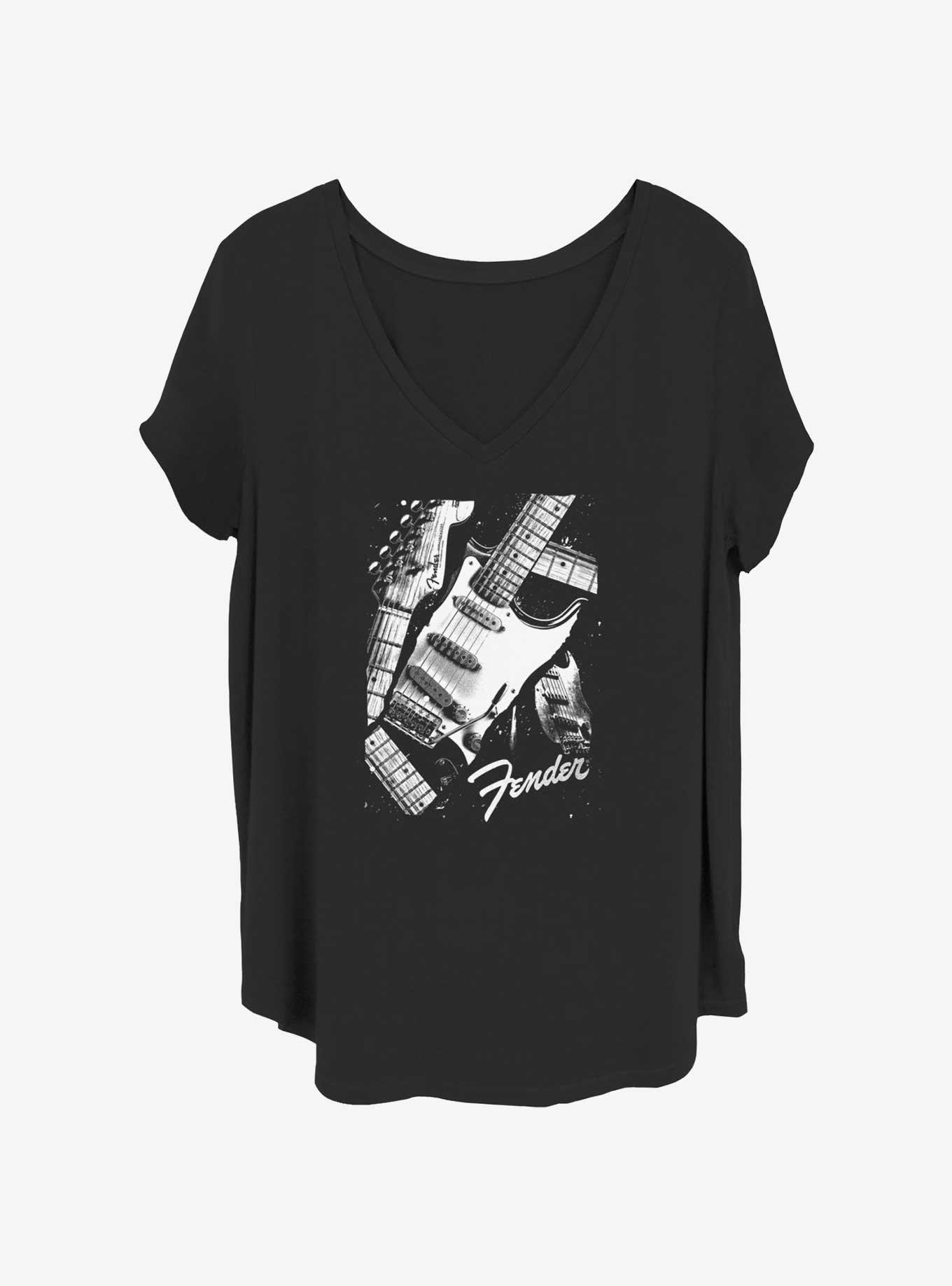 Fender Guitar Poster Girls TShirt Plus Size BLACK Hot Topic