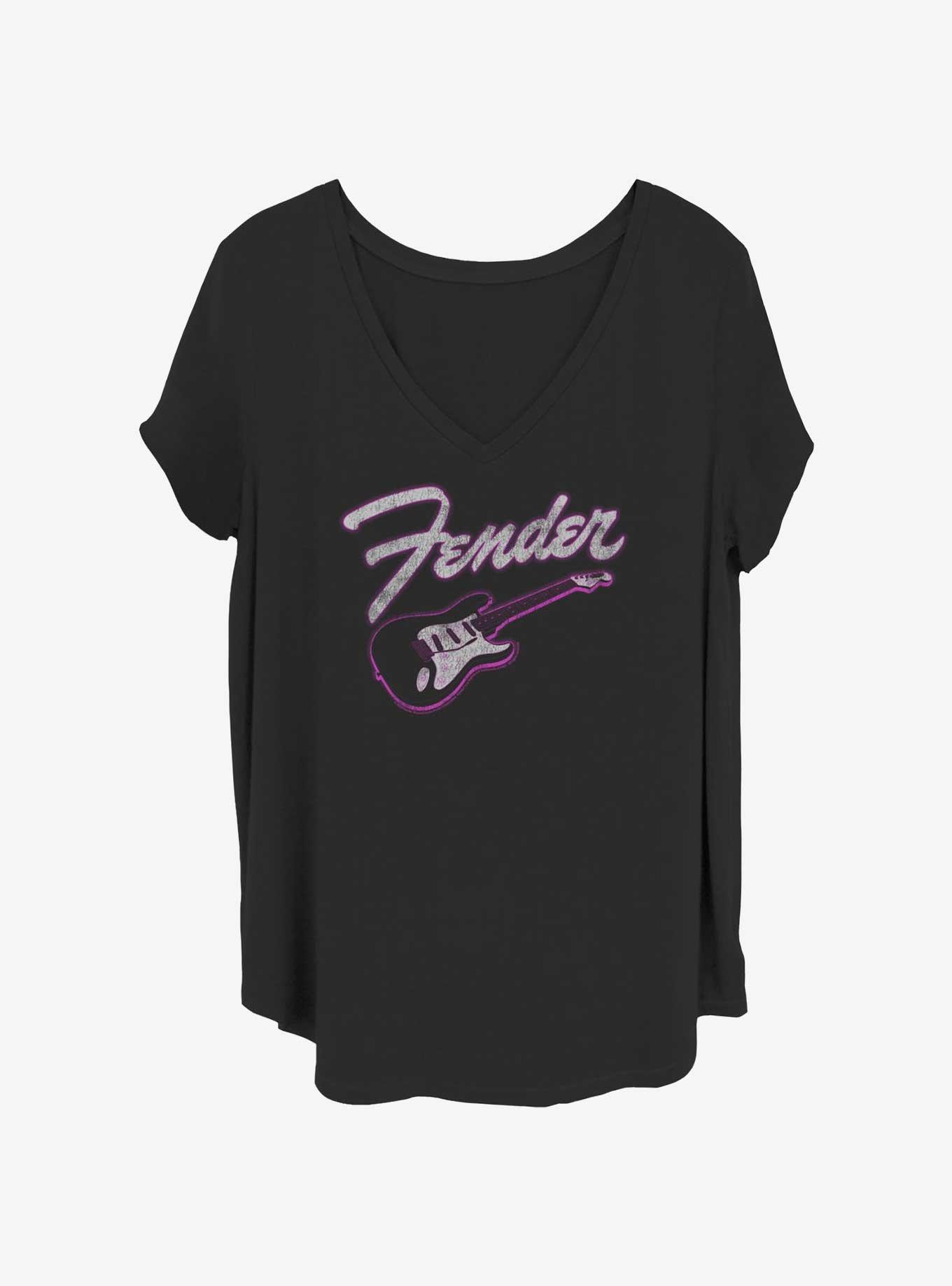 Fender Neon Stratocaster Logo Girls T-Shirt Plus Size, , hi-res