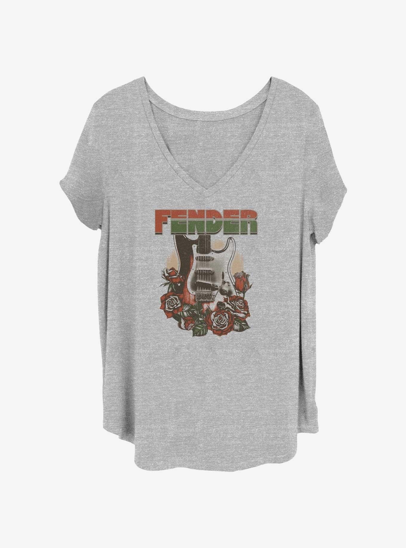 Fender Guitar Roses Logo Girls T-Shirt Plus Size