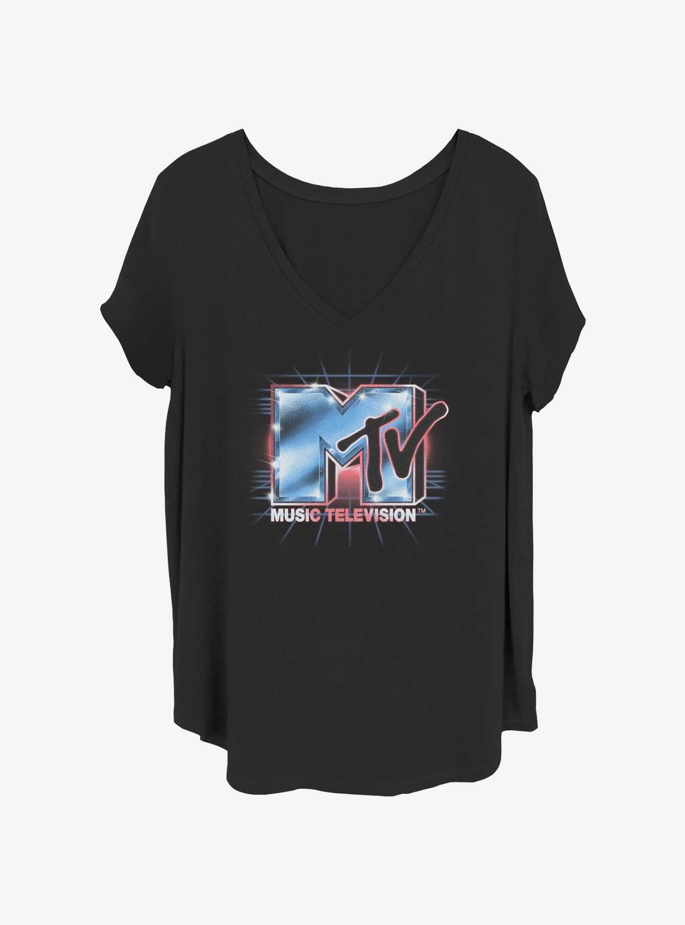 MTV Chrome Logo Girls T-Shirt Plus Size, BLACK, hi-res