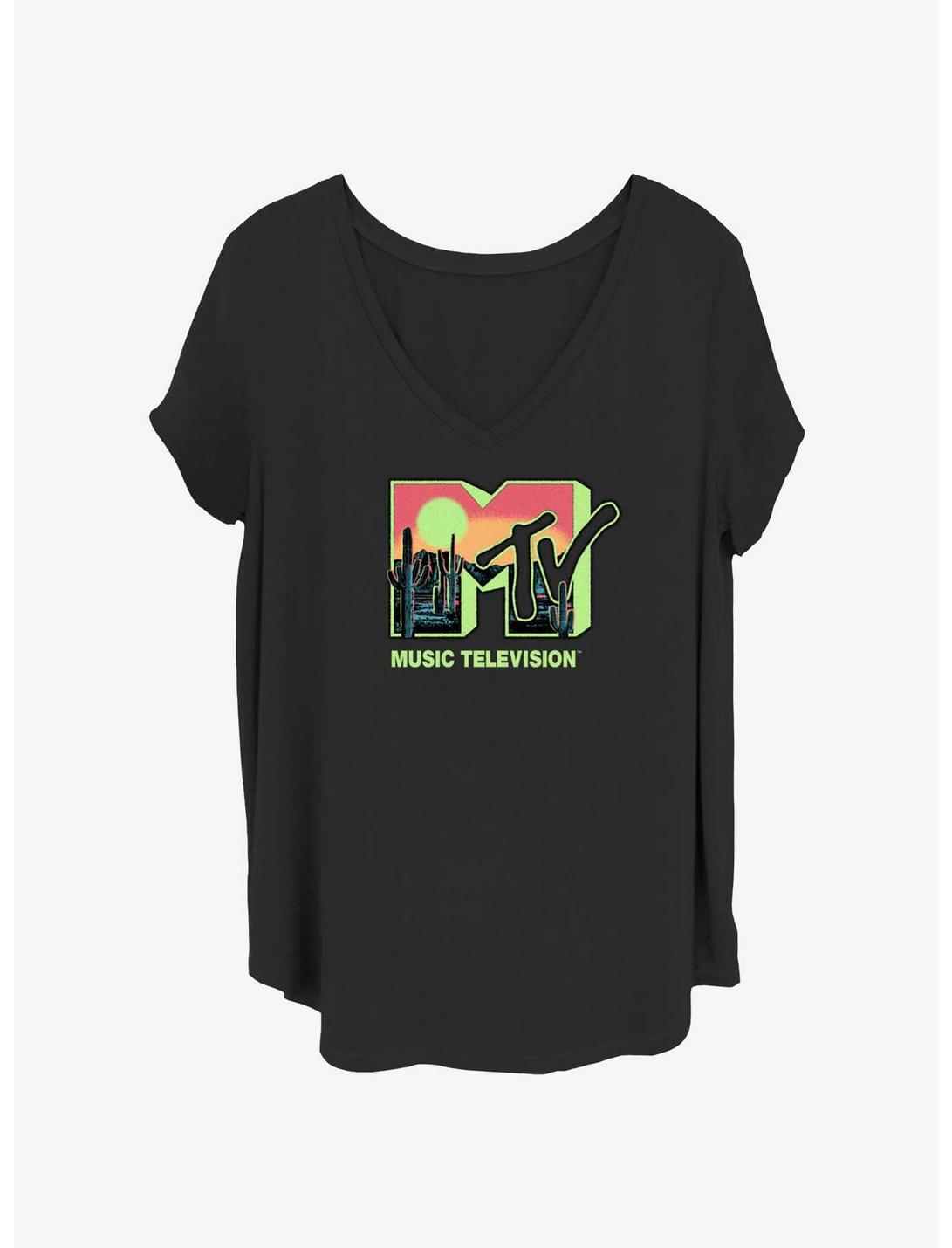 MTV Desert Sun Logo Girls T-Shirt Plus Size, BLACK, hi-res