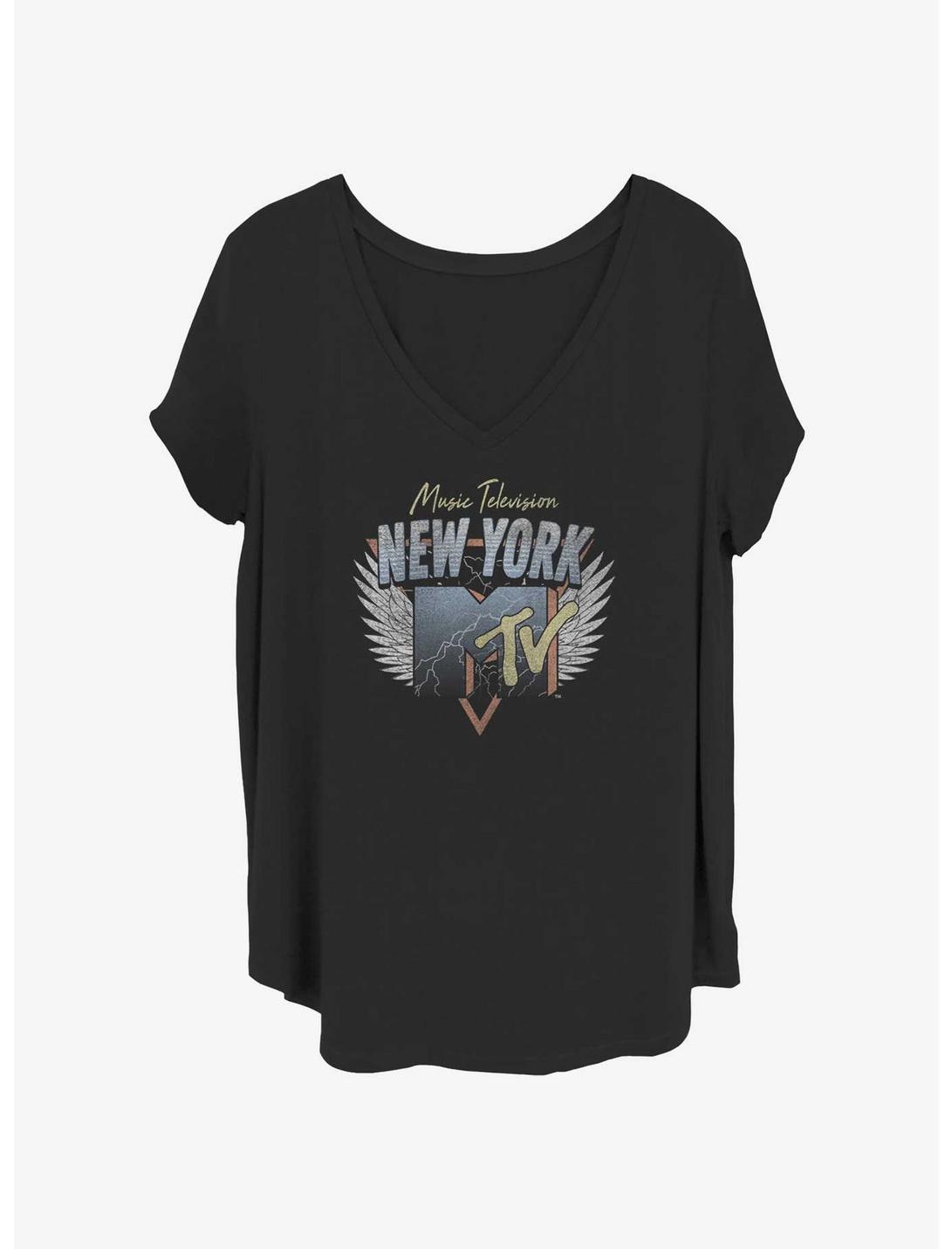 MTV Lightning Wings Logo Girls T-Shirt Plus Size, BLACK, hi-res