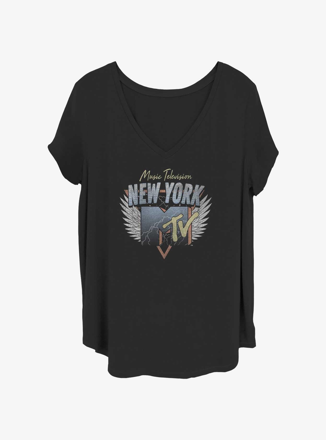 MTV Lightning Wings Logo Girls T-Shirt Plus Size, BLACK, hi-res