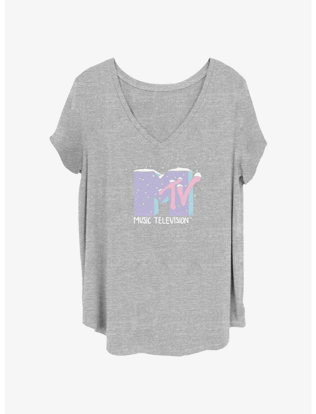 MTV Pastel Snow Logo Girls T-Shirt Plus Size, HEATHER GR, hi-res