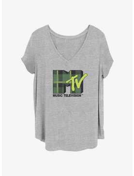 MTV Plaid Green Logo Girls T-Shirt Plus Size, , hi-res
