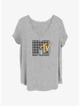 MTV Plaid Logo Girls T-Shirt Plus Size, HEATHER GR, hi-res