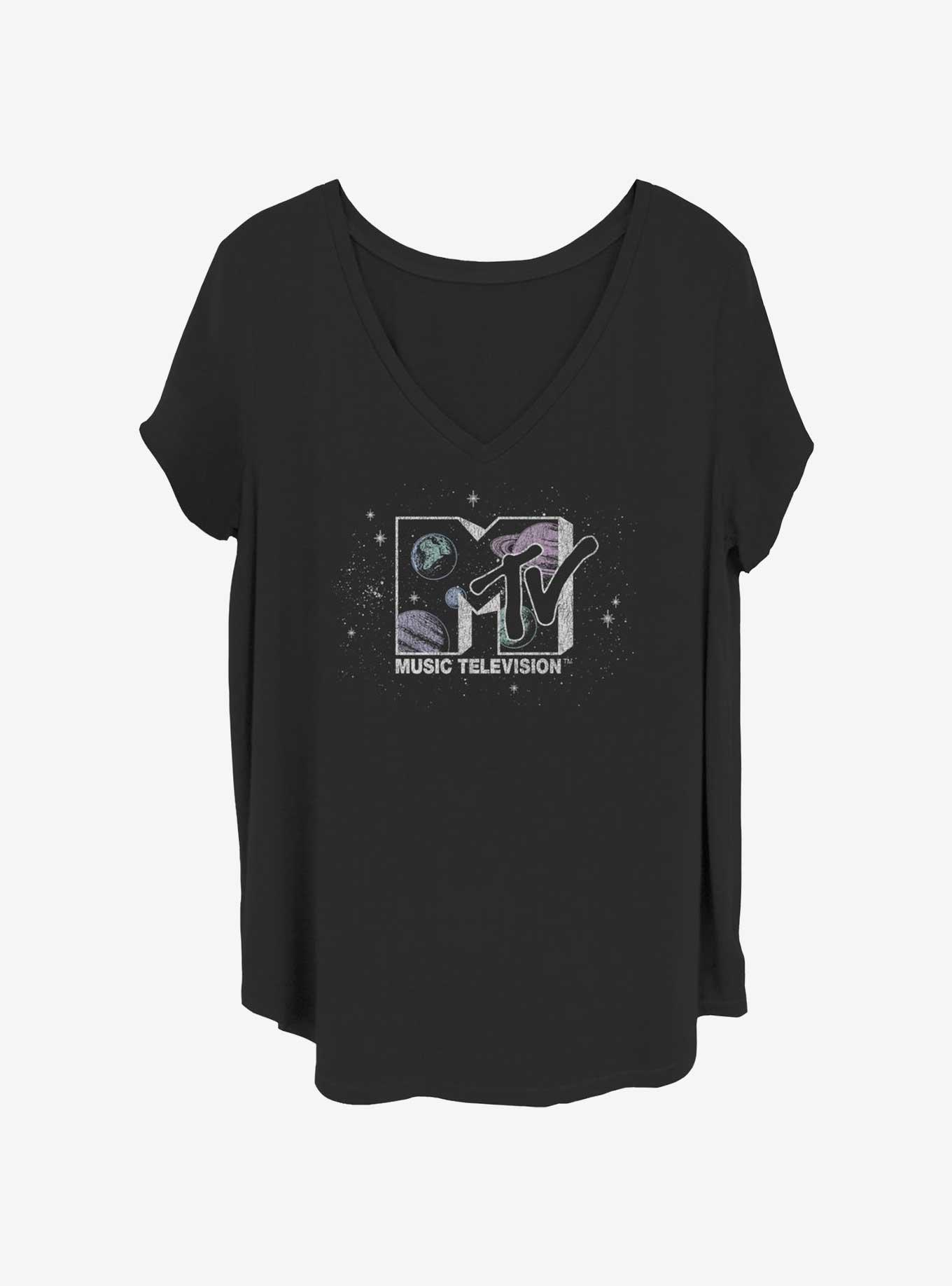 MTV Planetary Logo Girls T-Shirt Plus Size, BLACK, hi-res