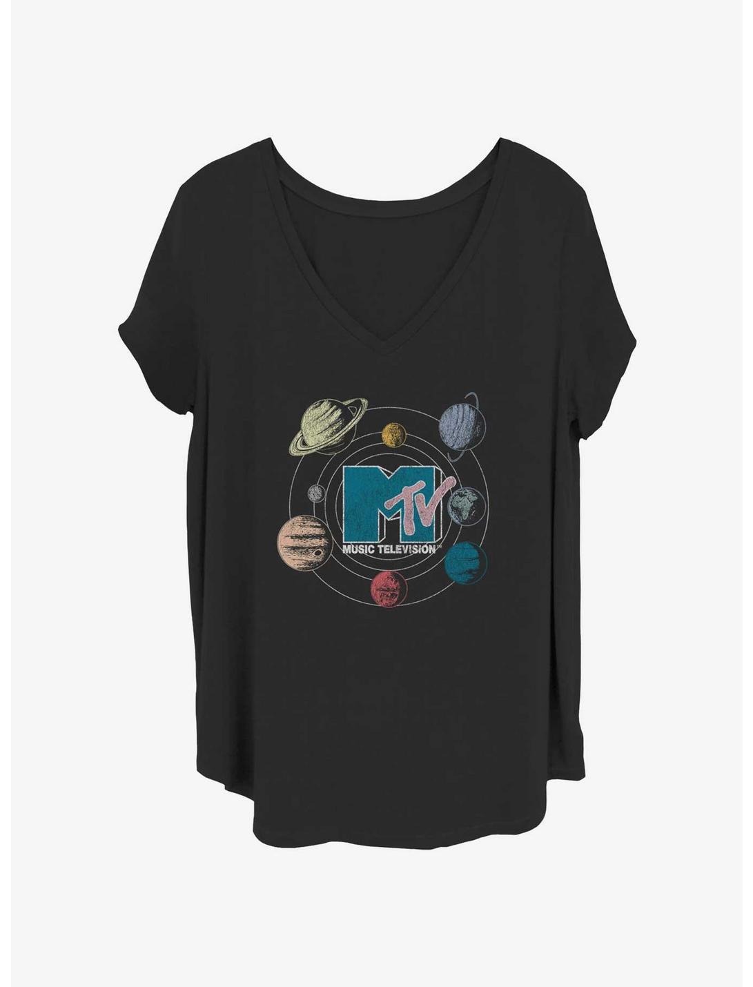 MTV Planets Logo Girls T-Shirt Plus Size, BLACK, hi-res