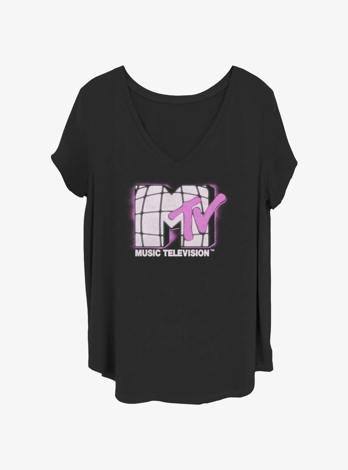 MTV Retro Fuzz Logo Girls T-Shirt Plus Size, BLACK, hi-res