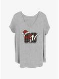 MTV Santa Hat Logo Girls T-Shirt Plus Size, HEATHER GR, hi-res