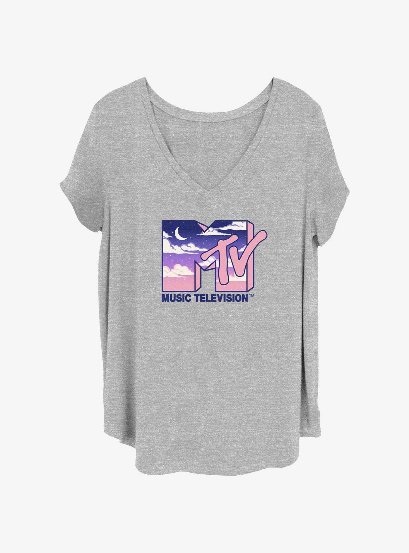 MTV Starry Night Logo Girls T-Shirt Plus Size, HEATHER GR, hi-res
