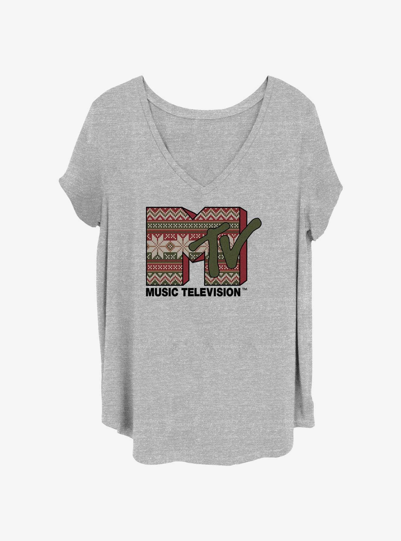 MTV Ugly Christmas Logo Girls T-Shirt Plus Size, HEATHER GR, hi-res