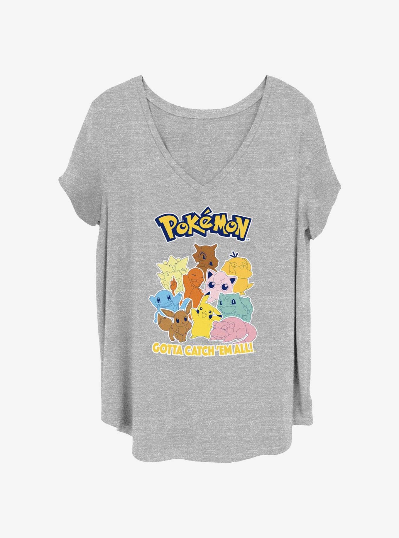Pokemon Catch 'Em All Girls T-Shirt Plus Size, HEATHER GR, hi-res