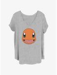 Pokemon Charmander Face Girls T-Shirt Plus Size, HEATHER GR, hi-res