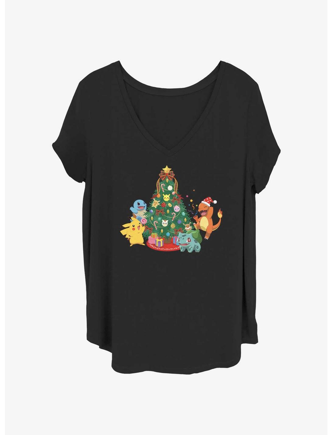Pokemon Christmas Tree Girls T-Shirt Plus Size, BLACK, hi-res