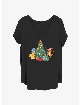 Pokemon Pikachu, Squirtle, Charmander, & Bulbasaur Christmas Tree Girls T-Shirt Plus Size, , hi-res