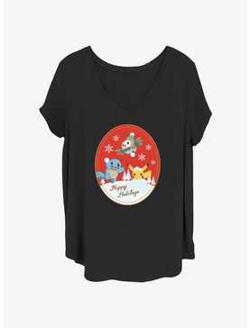 Pokemon Holiday Badge Squirtle, Rowlet, & Pikachu Girls T-Shirt Plus Size, , hi-res