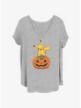 Pokemon Pikachu Pumpkin Girls T-Shirt Plus Size, HEATHER GR, hi-res