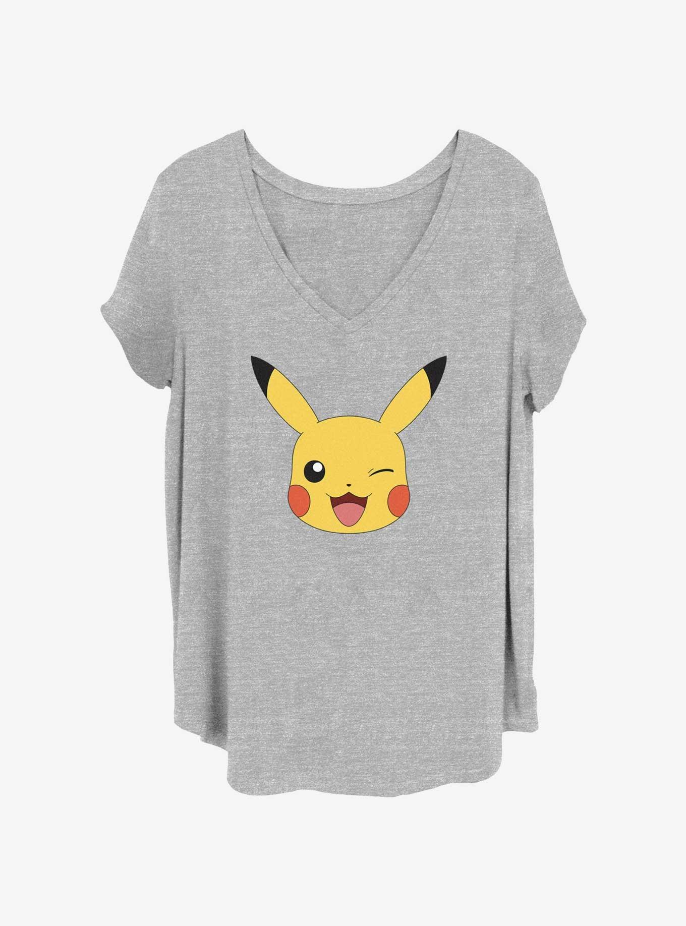Pokemon Pikachu Face Girls T-Shirt Plus Size, HEATHER GR, hi-res