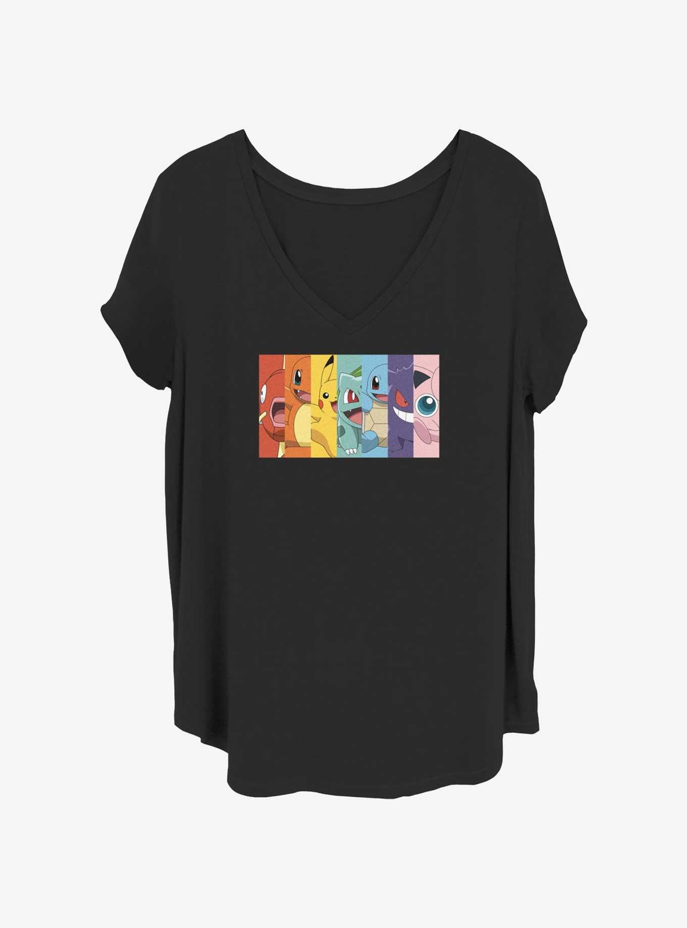 Pokemon Rainbow Panels Girls T-Shirt Plus Size, BLACK, hi-res
