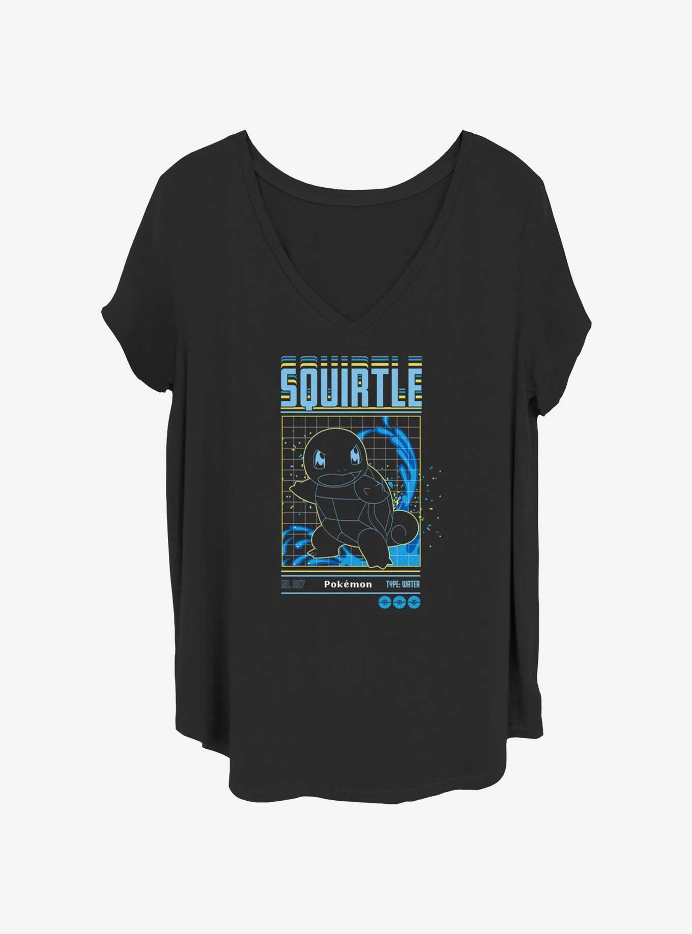 Pokemon Squirtle Grid Girls T-Shirt Plus Size