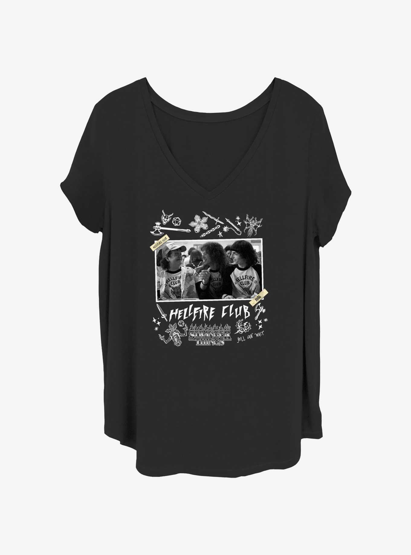 Stranger Things Hellfire Club Scrapbook Dustin, Eddie, & Mike Girls T-Shirt Plus Size, , hi-res