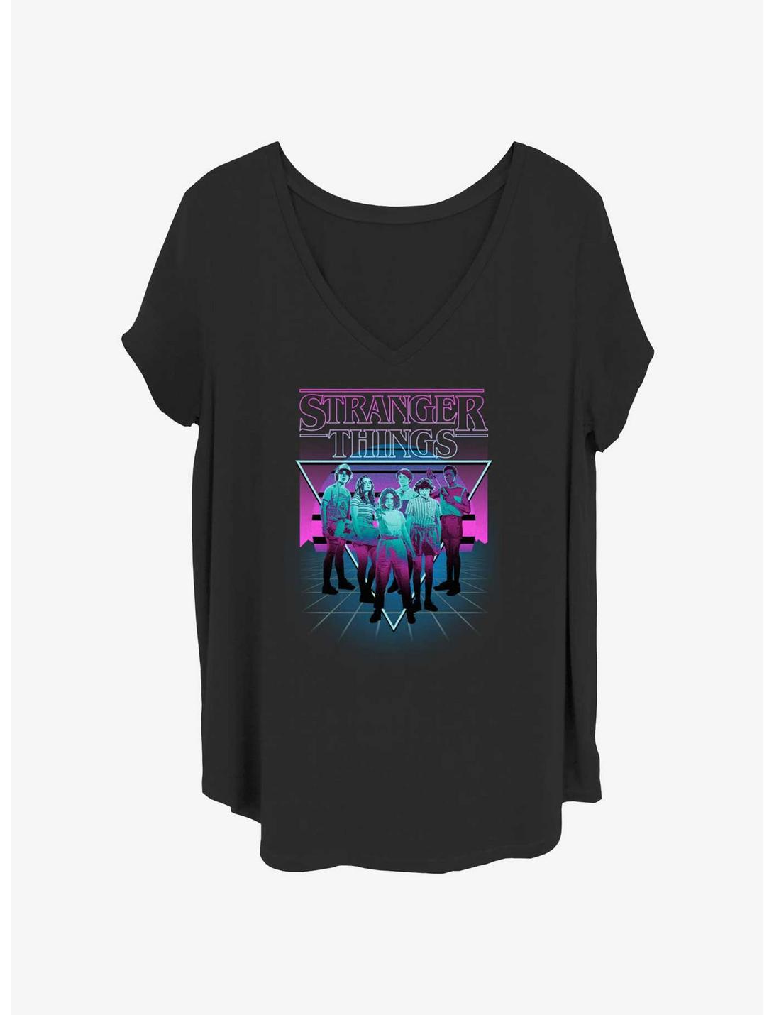 Stranger Things Neon Group Girls T-Shirt Plus Size, BLACK, hi-res