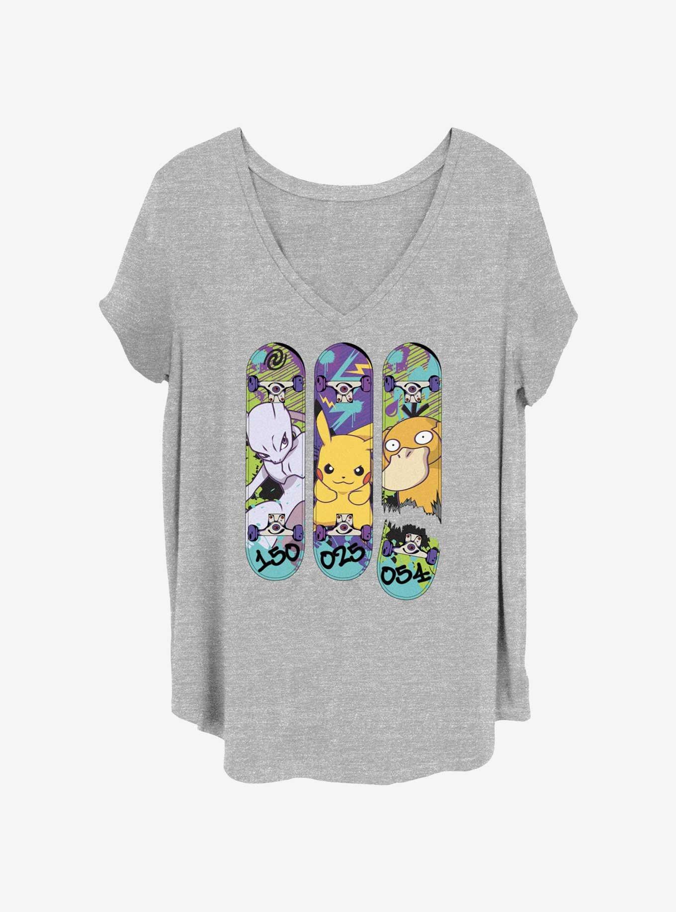 Pokemon Mewtwo, Pikachu, & Psyduck Skateboard Girls T-Shirt Plus Size, , hi-res