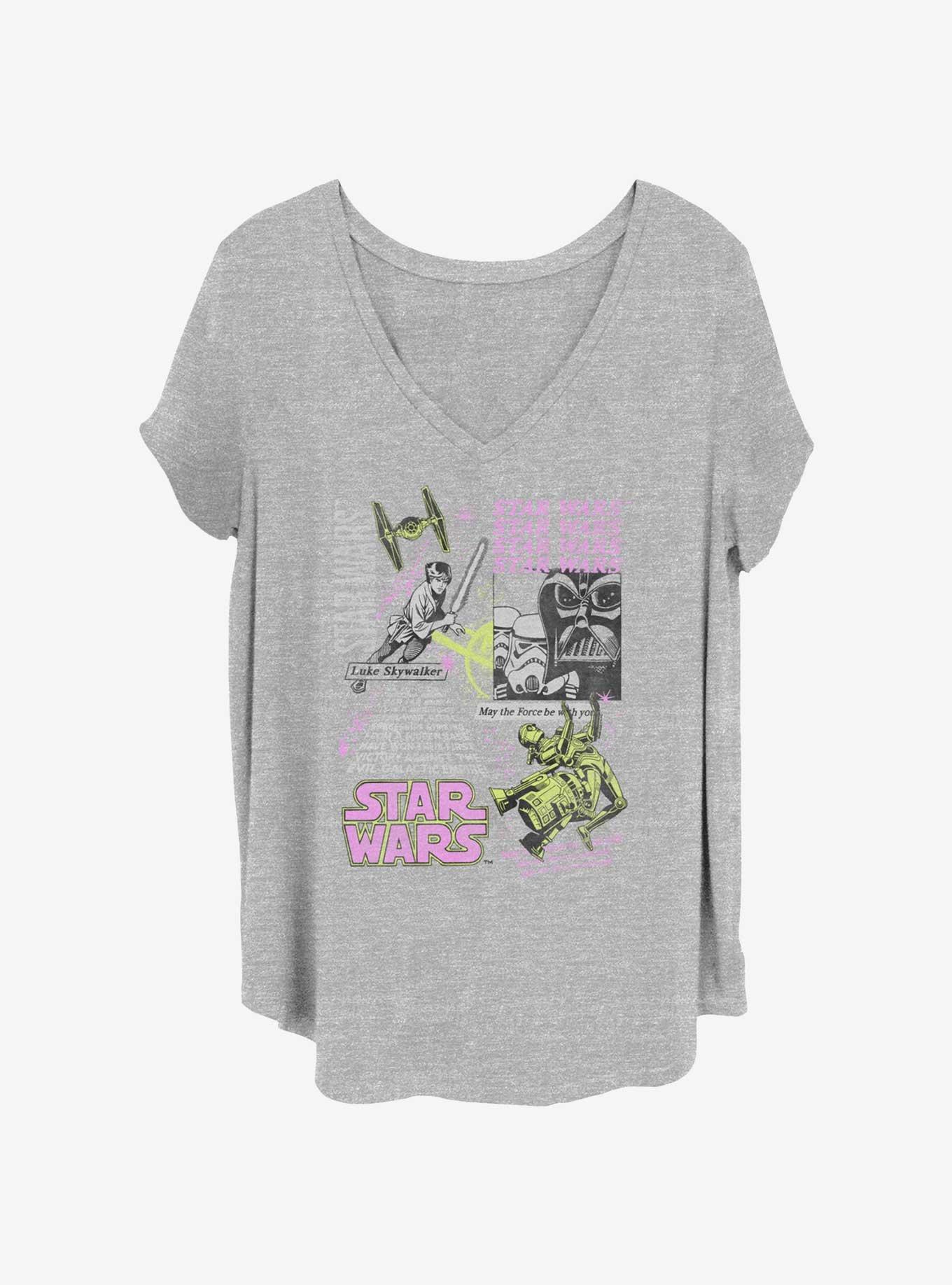 Star Wars Luke and Vader Comic Collage Girls T-Shirt Plus Size, , hi-res