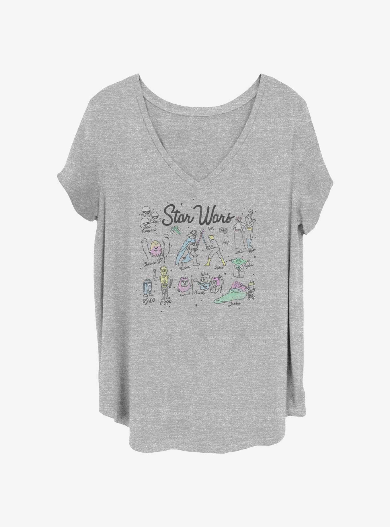 Star Wars Doodle Collage Girls T-Shirt Plus