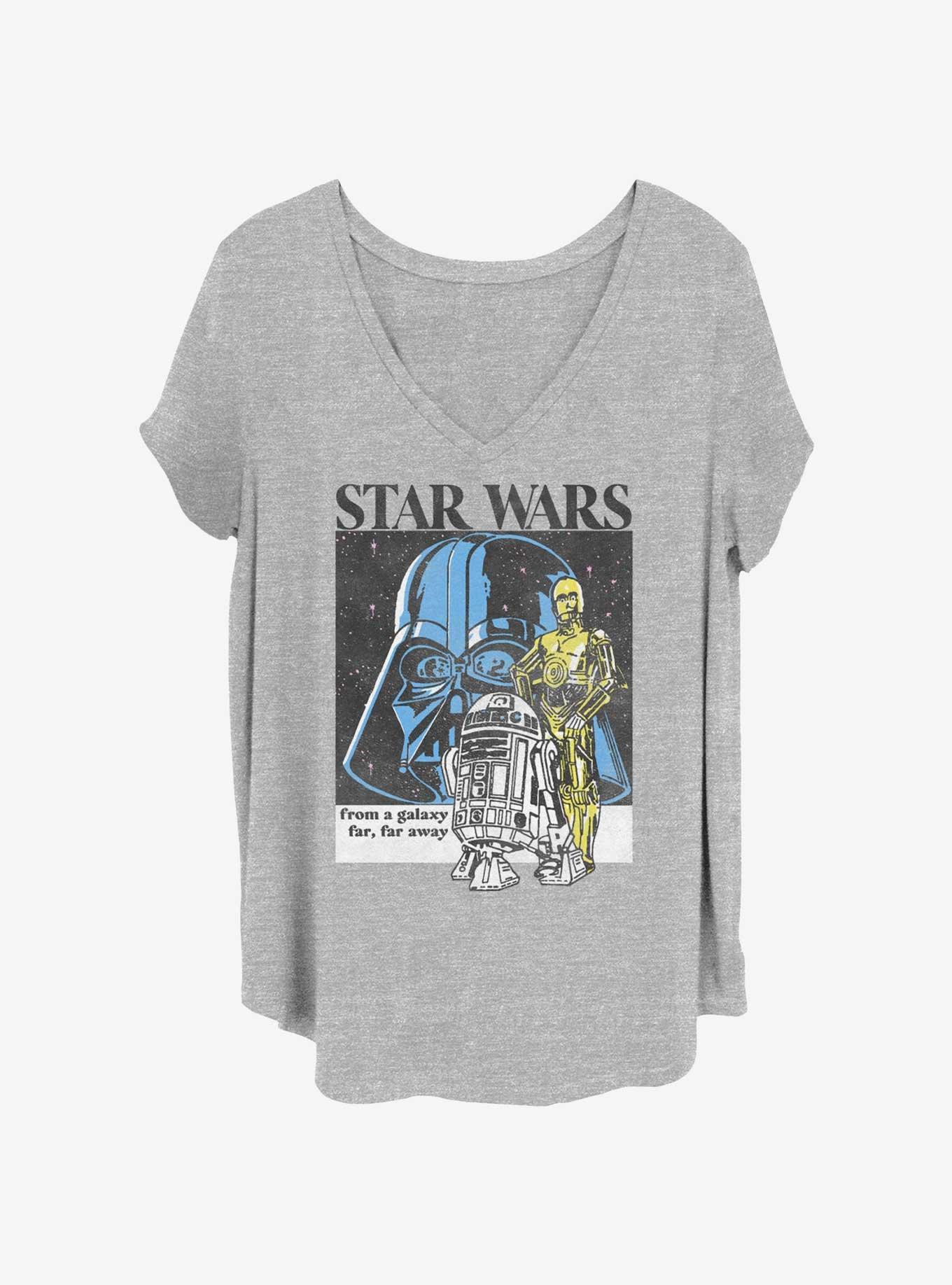 Star Wars Vader and the Droids Poster Girls T-Shirt Plus Size, HEATHER GR, hi-res