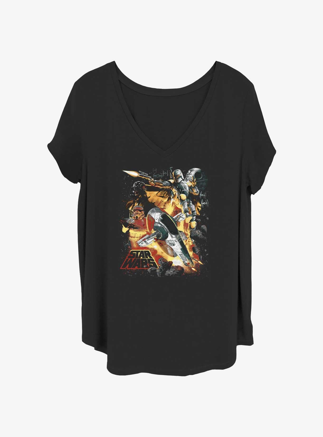 Star Wars Explosive Space Battle Poster Girls T-Shirt Plus Size, BLACK, hi-res