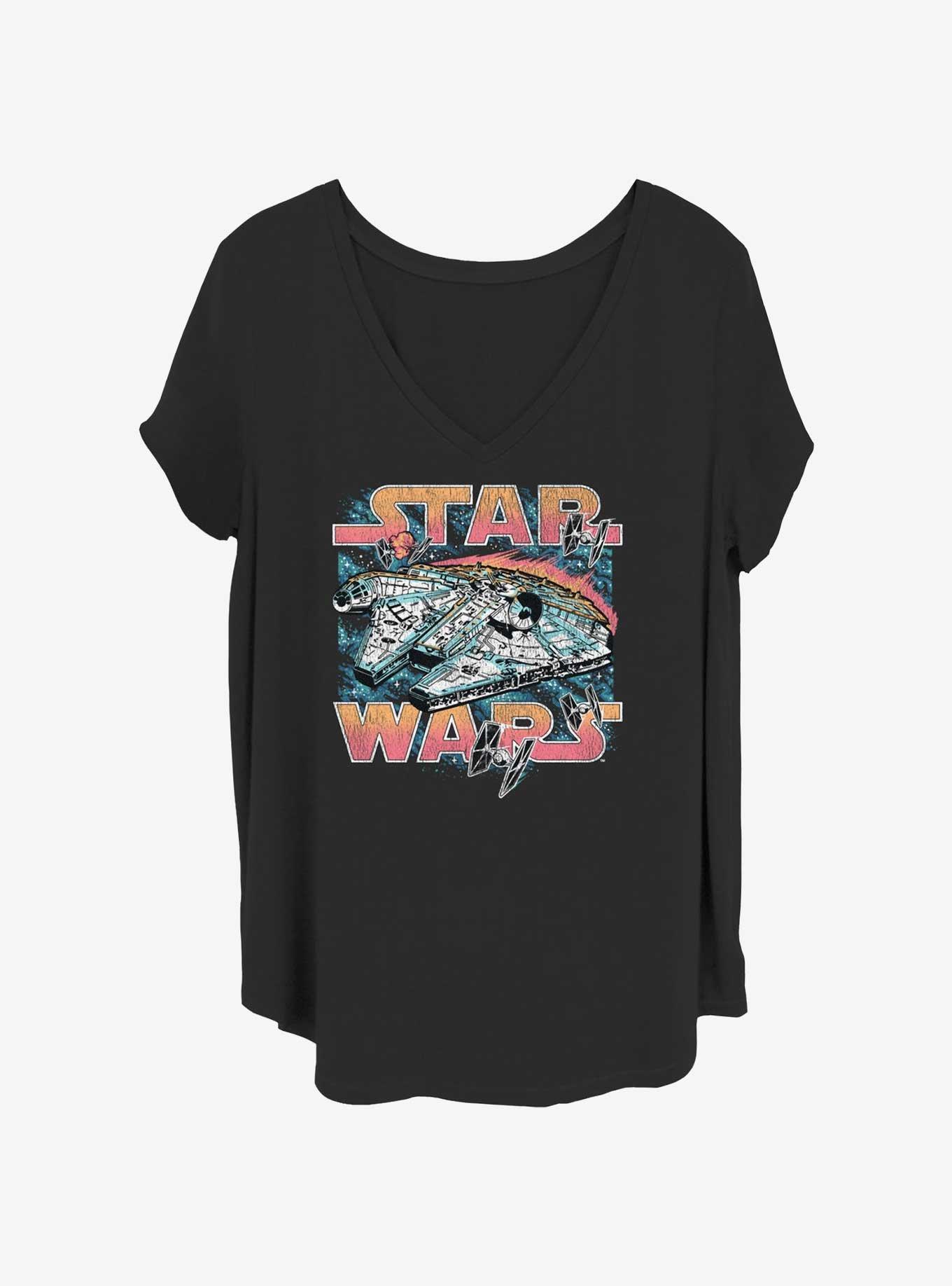 Star Wars Falcon Flight Galaxy Girls T-Shirt Plus Size, BLACK, hi-res