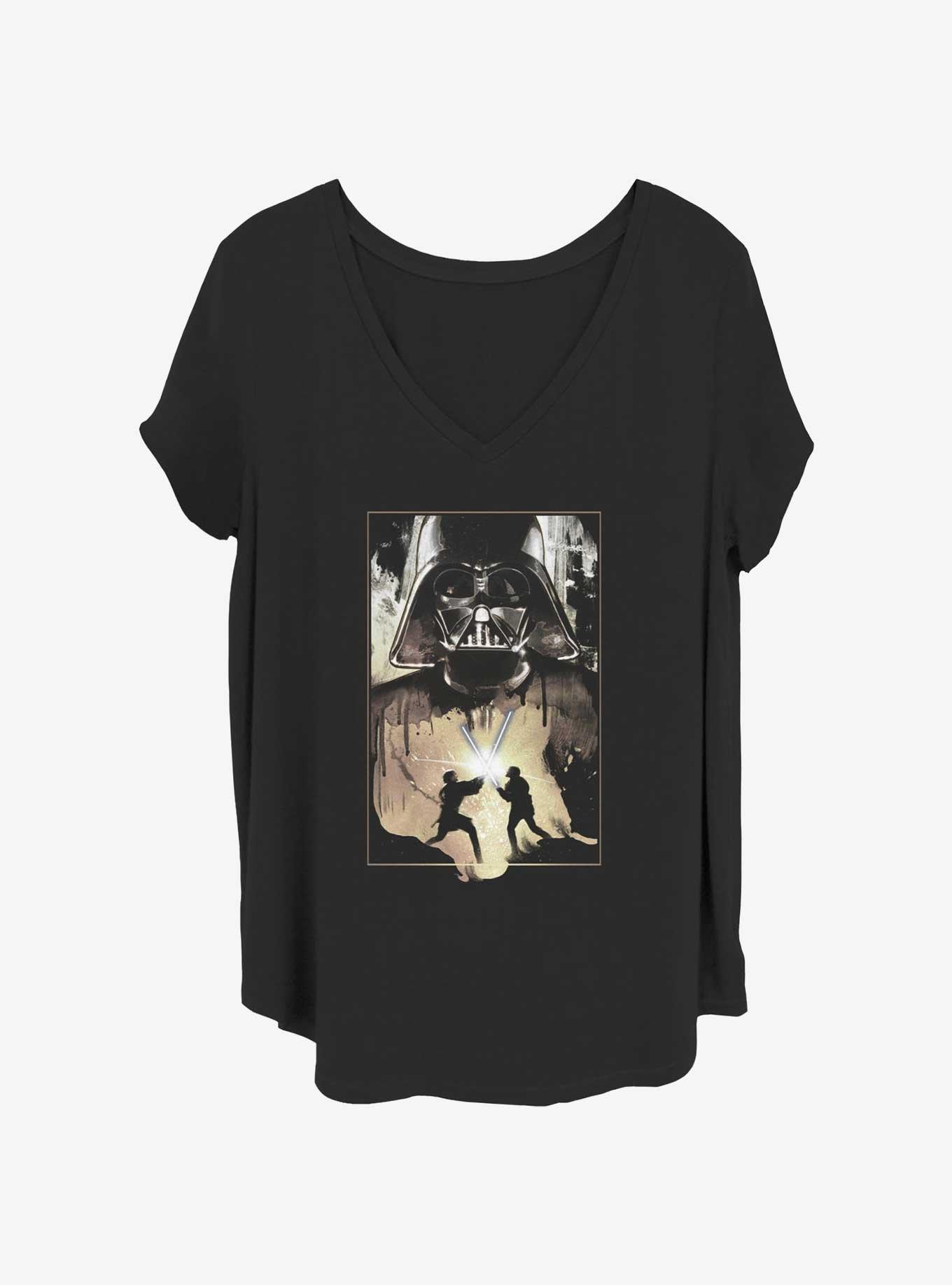 Star Wars Vader Looming Doom Poster Girls T-Shirt Plus Size, BLACK, hi-res