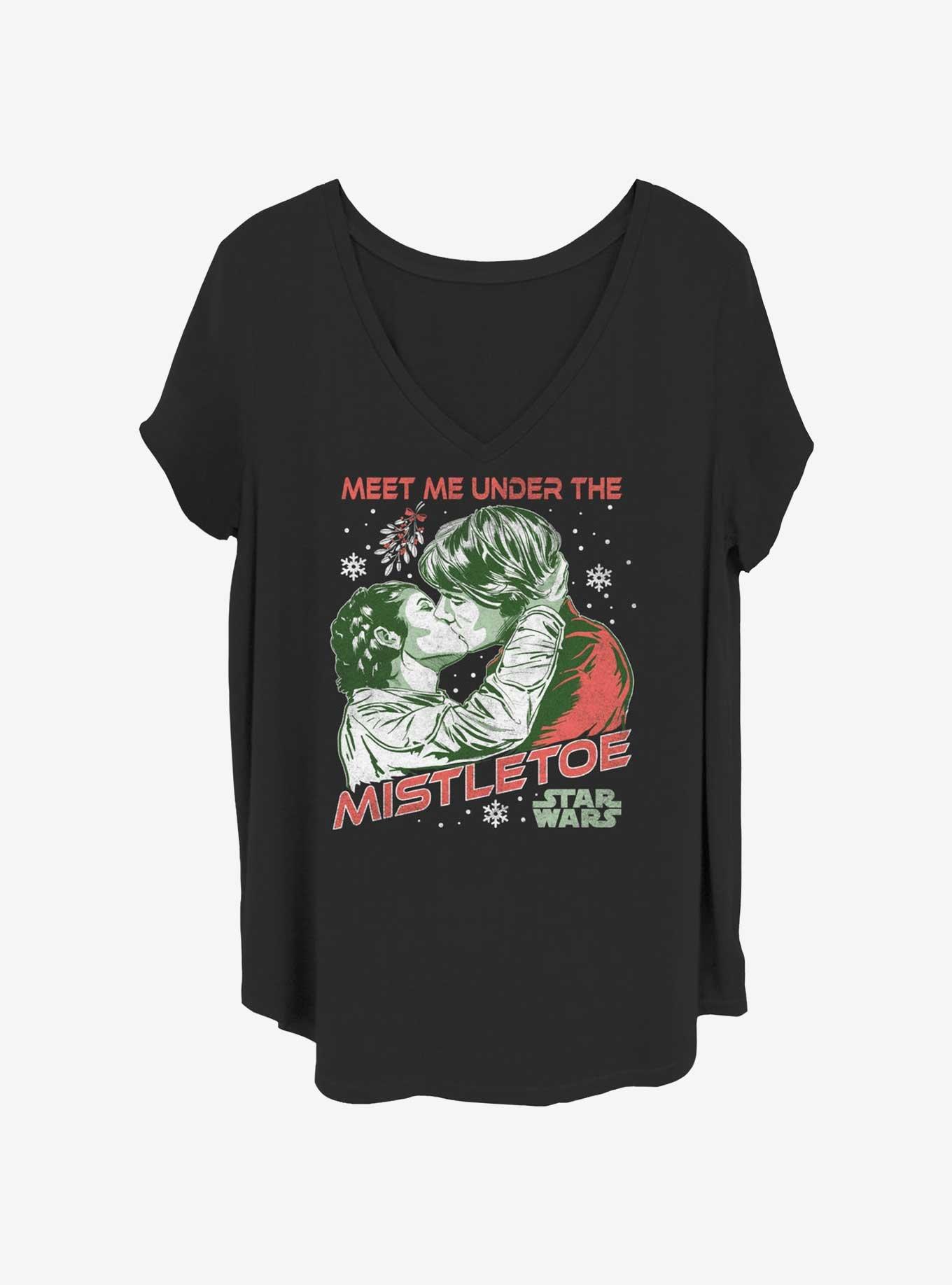 Star Wars Leia and Han Meet Me Under The Mistletoe Girls T-Shirt Plus Size, , hi-res