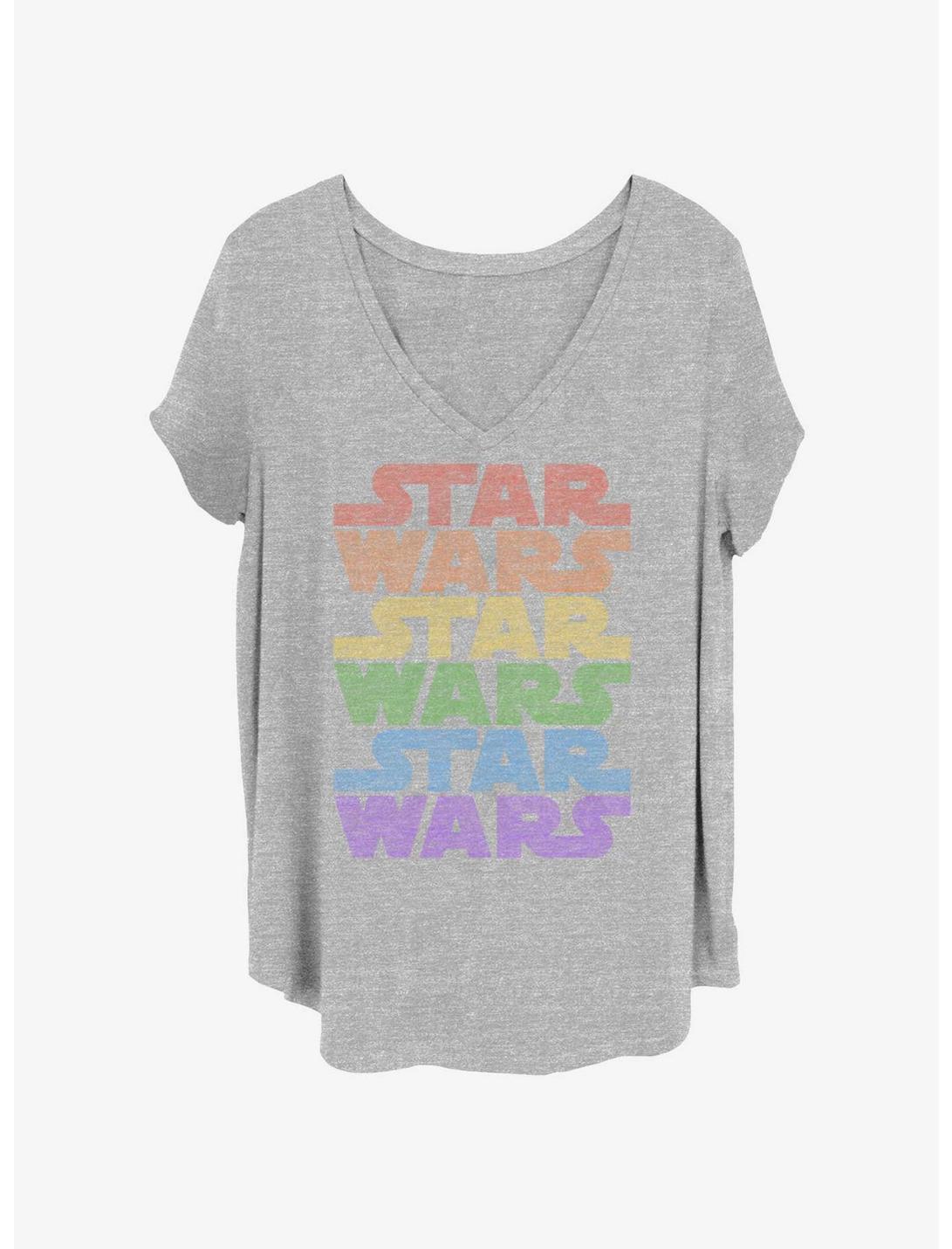 Star Wars Rainbow Stack Logo Girls T-Shirt Plus Size, HEATHER GR, hi-res