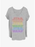 Star Wars Rainbow Stack Logo Girls T-Shirt Plus Size, HEATHER GR, hi-res