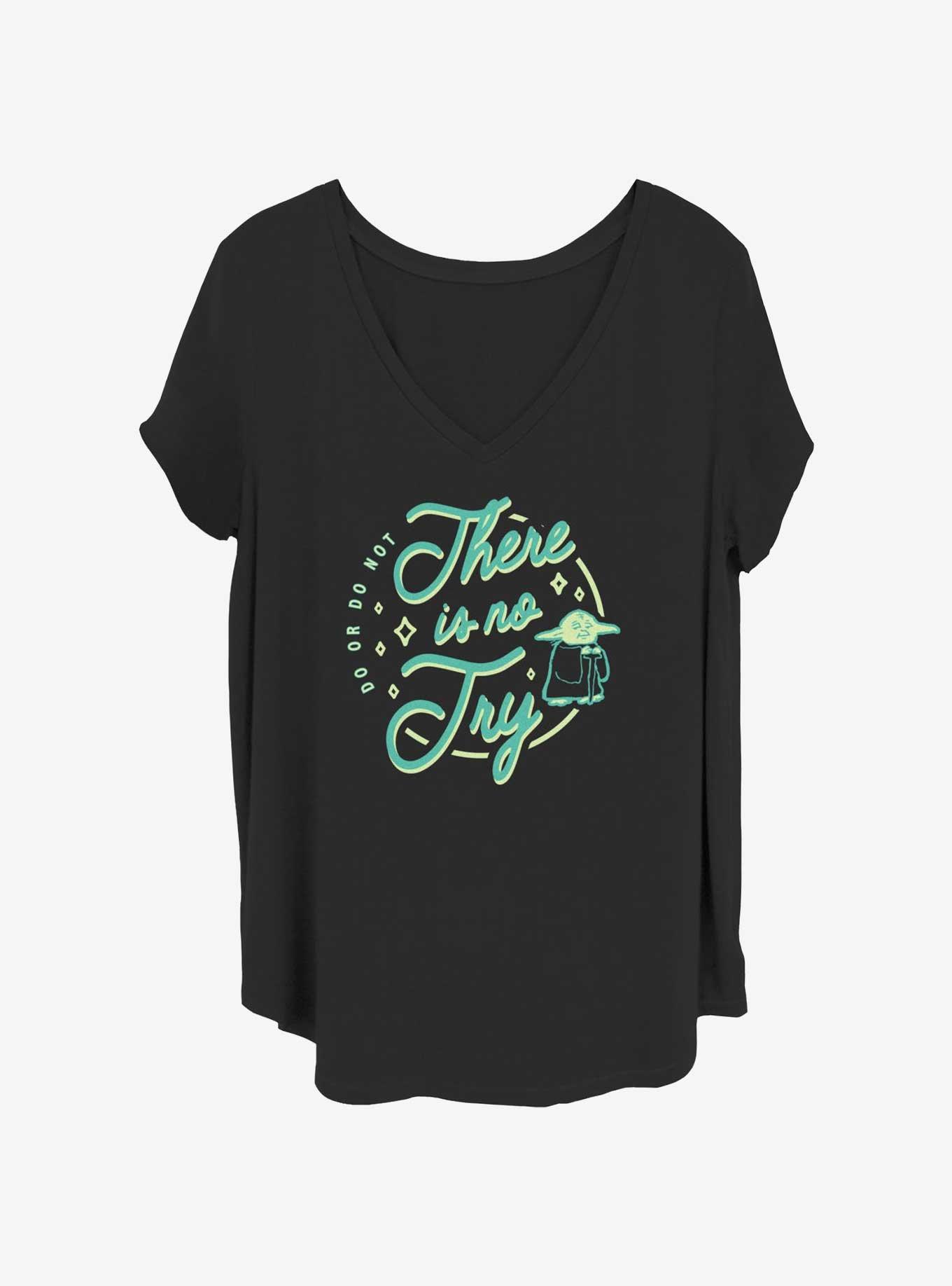 Star Wars Yoda There Is No Try Girls T-Shirt Plus Size, BLACK, hi-res