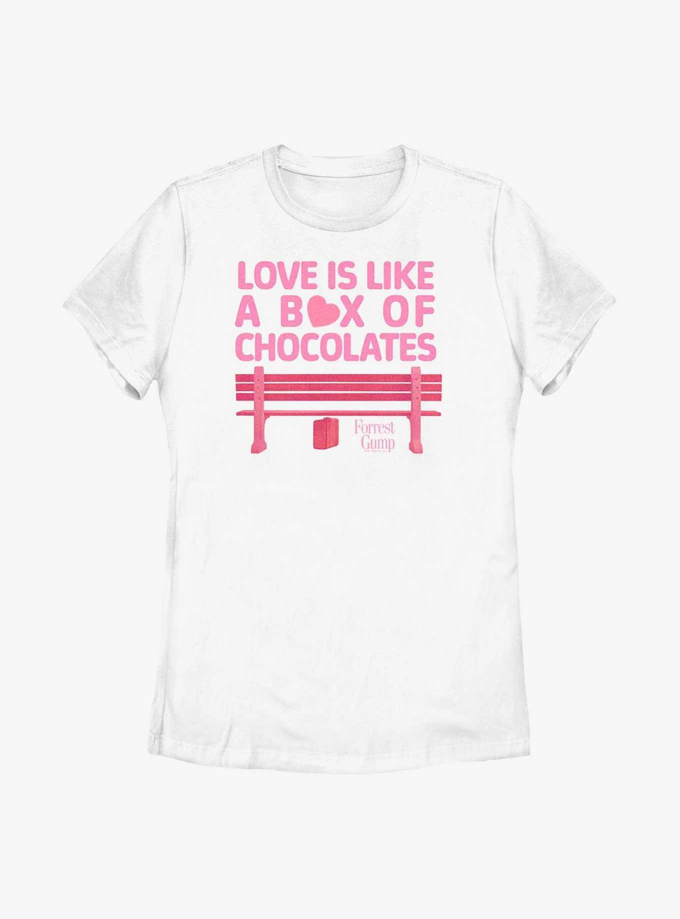 Forrest Gump Love Is Like A Box of Chocolates Womens Womens T-Shirt, WHITE, hi-res