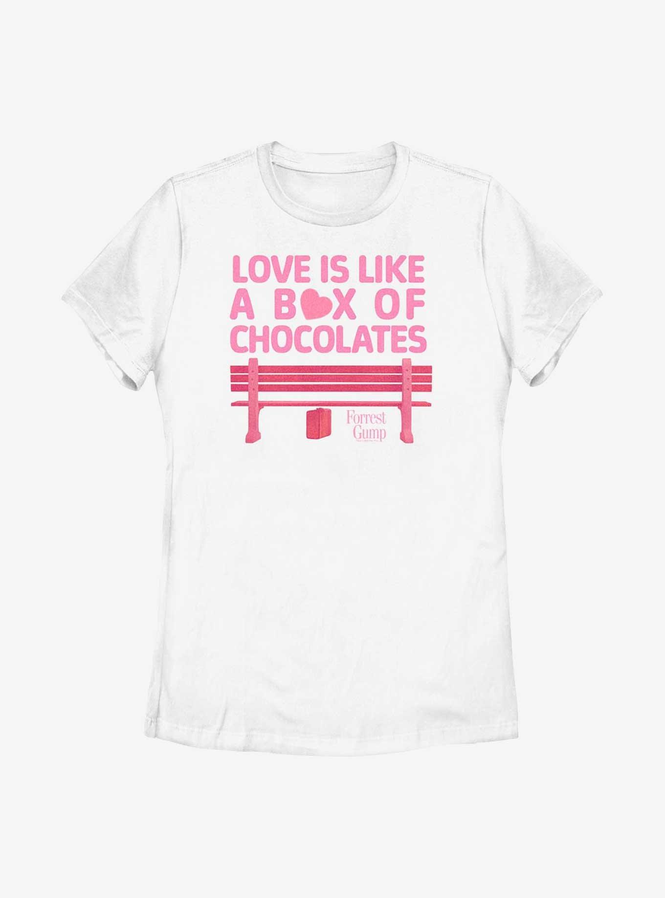 Forrest Gump Love Is Like A Box of Chocolates Womens Womens T-Shirt, WHITE, hi-res