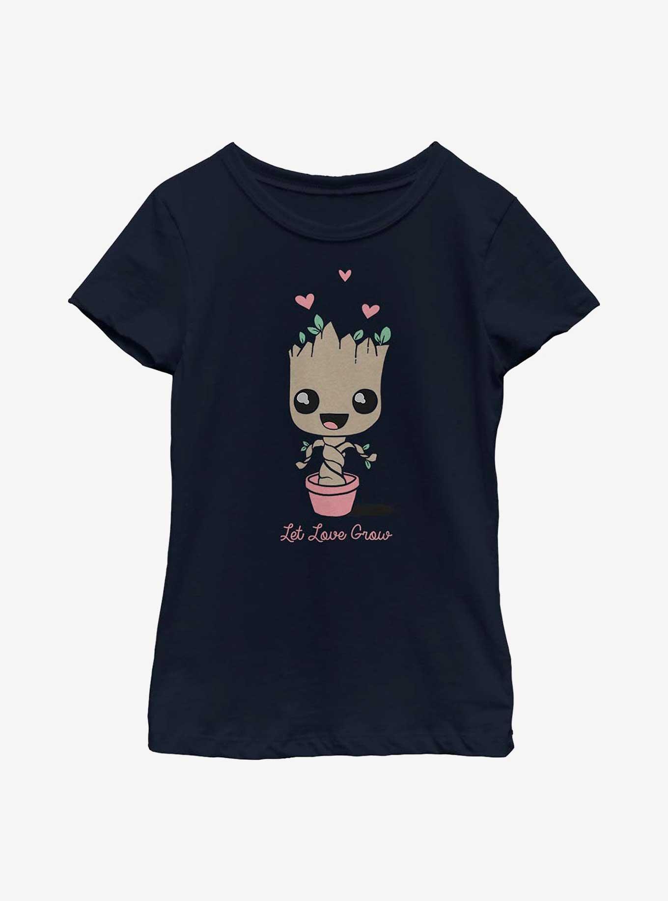 Marvel Guardians of the Galaxy Baby Groot Let Love Grow Youth Girls T-Shirt