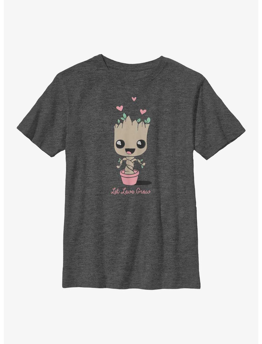Marvel Guardians of the Galaxy Baby Groot Let Love Grow Youth T-Shirt, CHAR HTR, hi-res