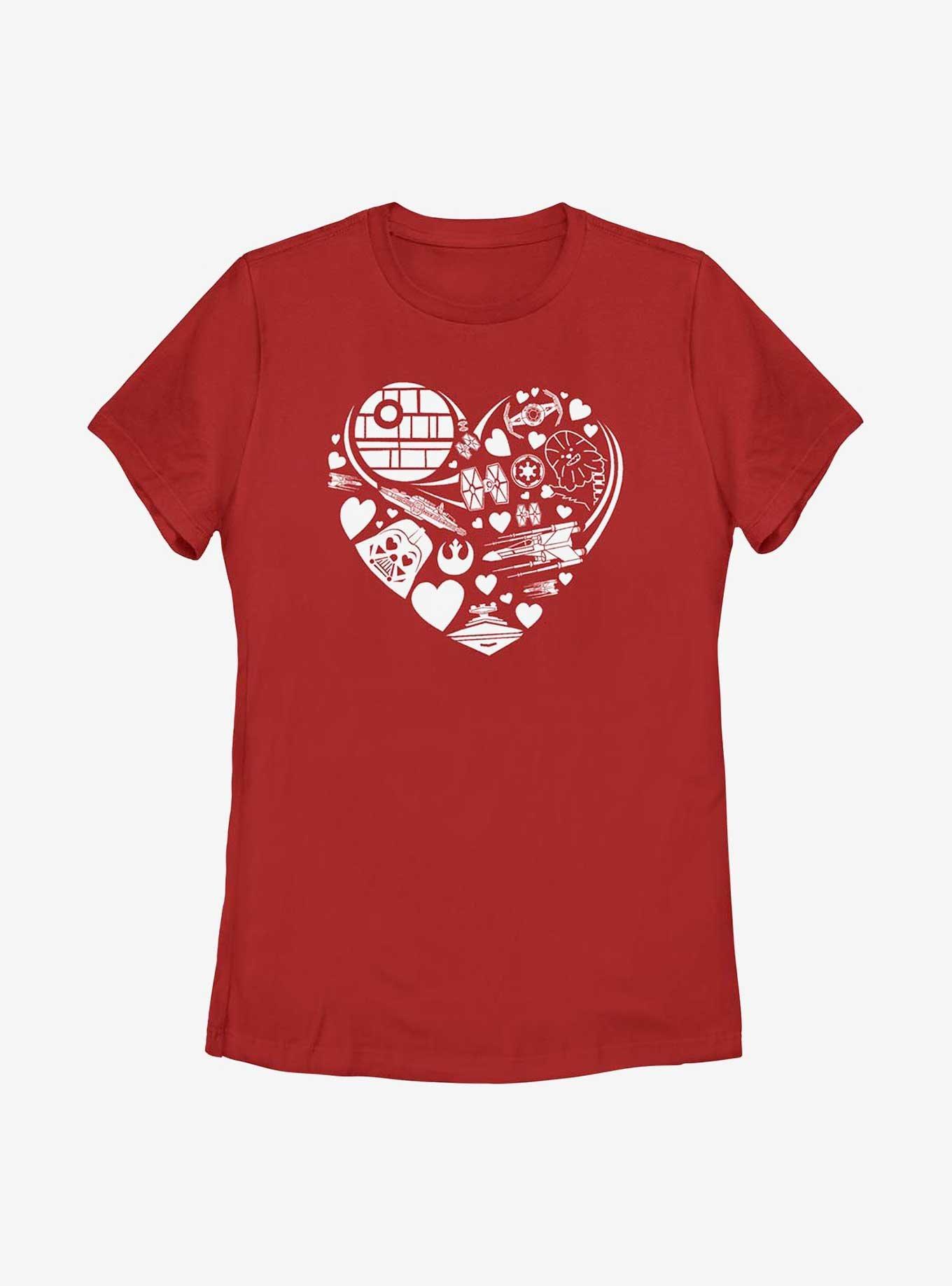 Star Wars Heart Ships Icons Womens T-Shirt, RED, hi-res