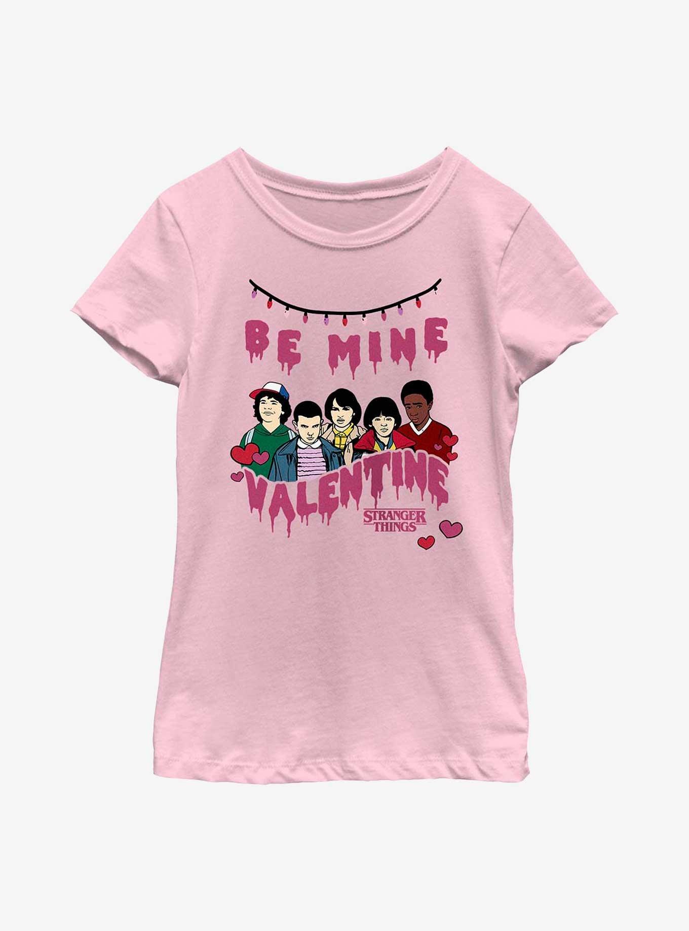 Stranger Things Be Mine Valentine Youth Girls T-Shirt, PINK, hi-res