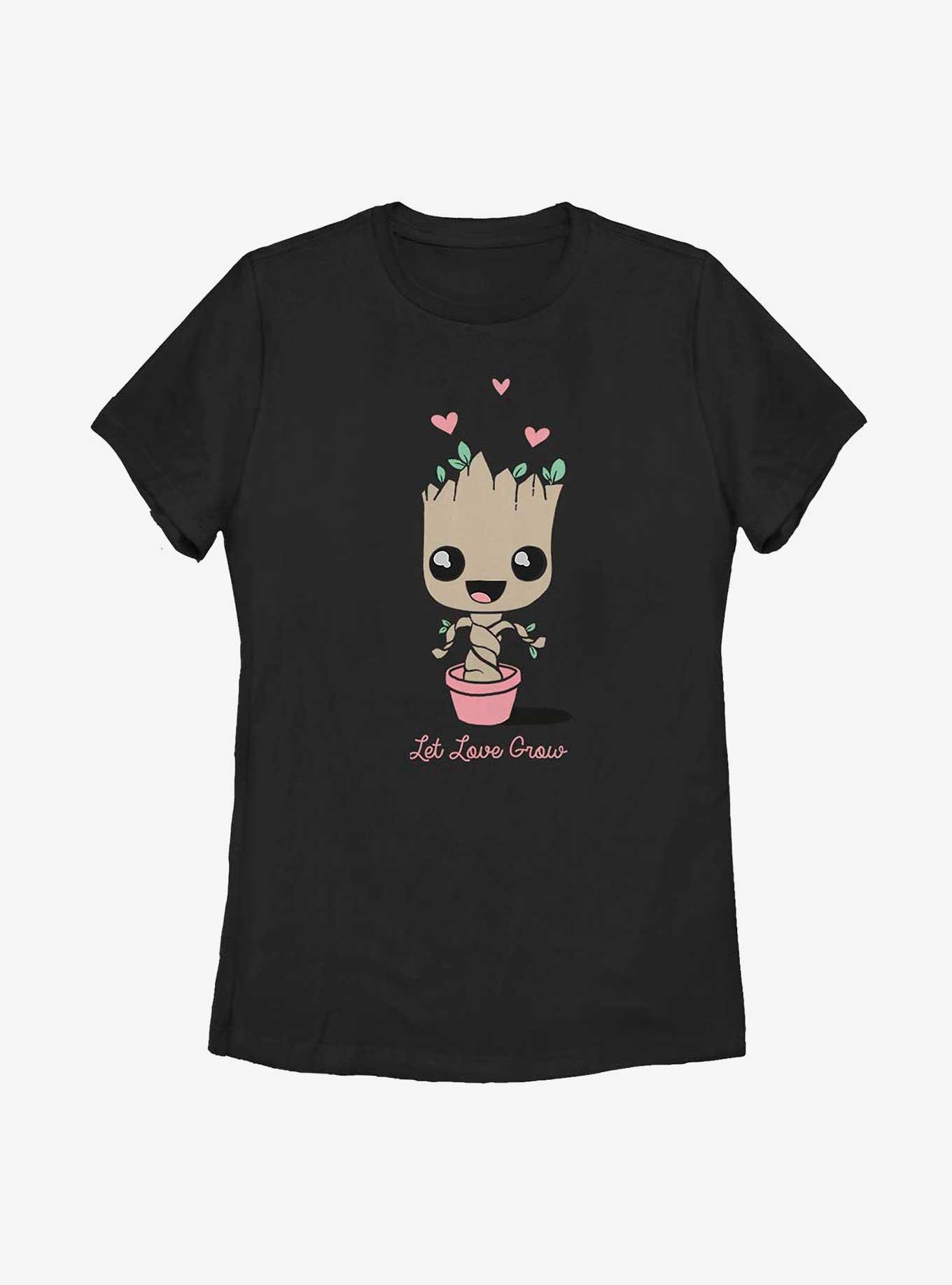 Marvel Guardians of the Galaxy Baby Groot Let Love Grow Womens T-Shirt, BLACK, hi-res