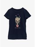 Marvel Guardians of the Galaxy Baby Groot Let Love Grow Youth Girls T-Shirt, NAVY, hi-res