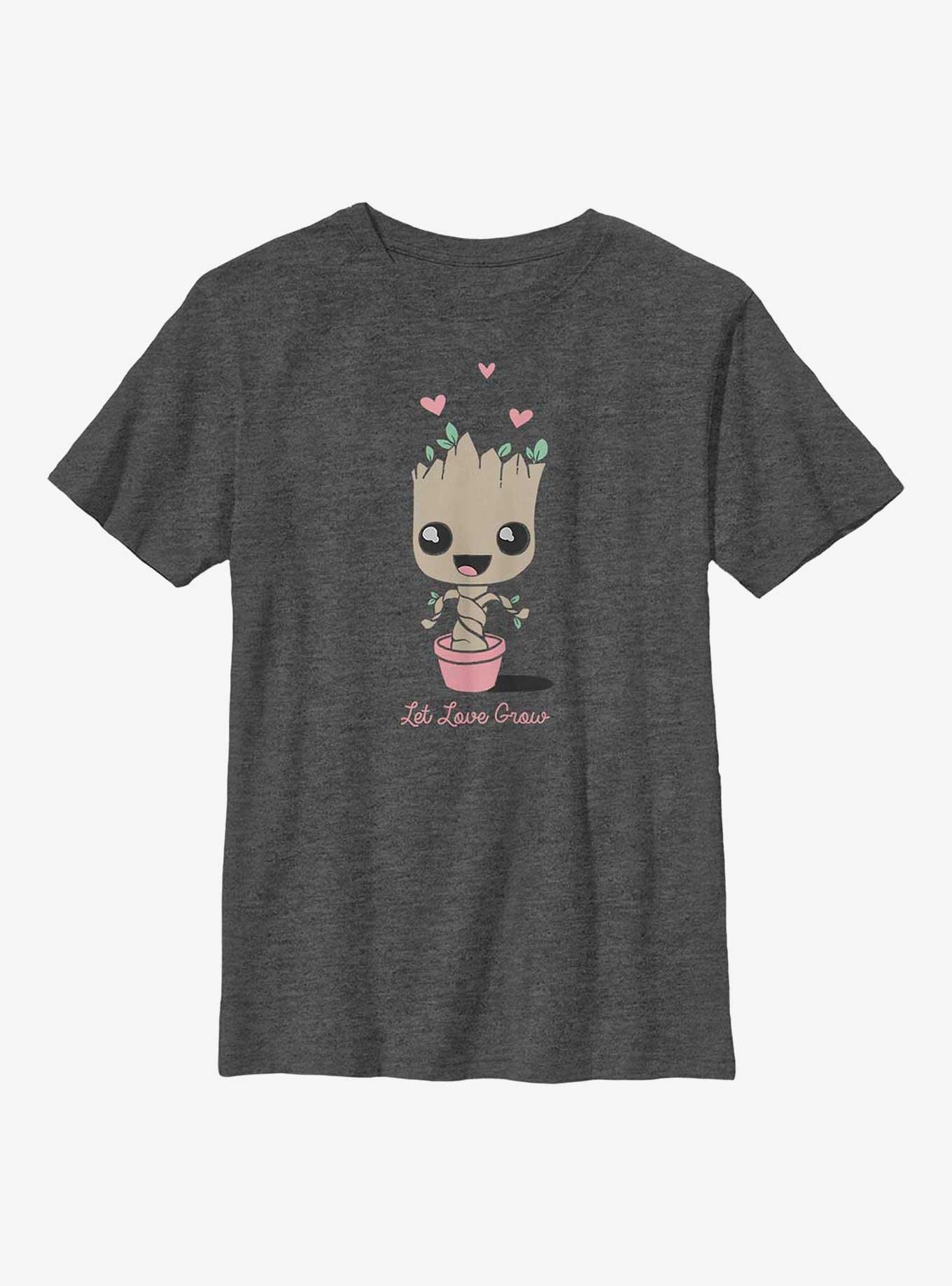 Marvel Guardians of the Galaxy Baby Groot Let Love Grow Youth T-Shirt, CHAR HTR, hi-res