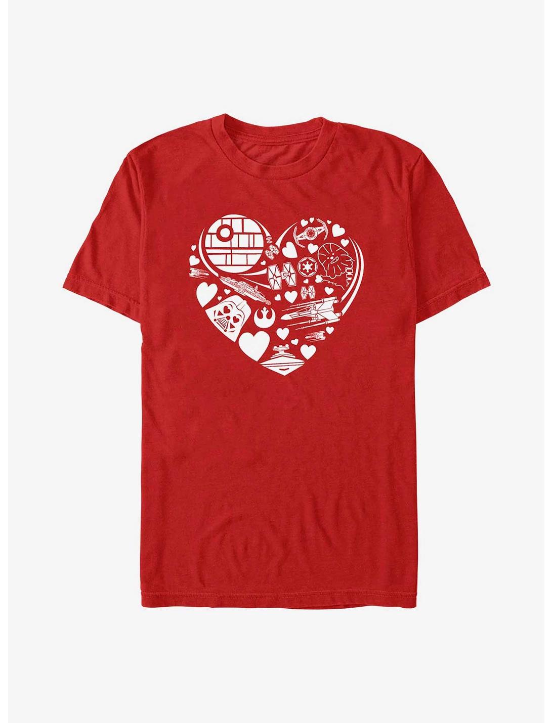 Star Wars Heart Ships Icons T-Shirt, RED, hi-res