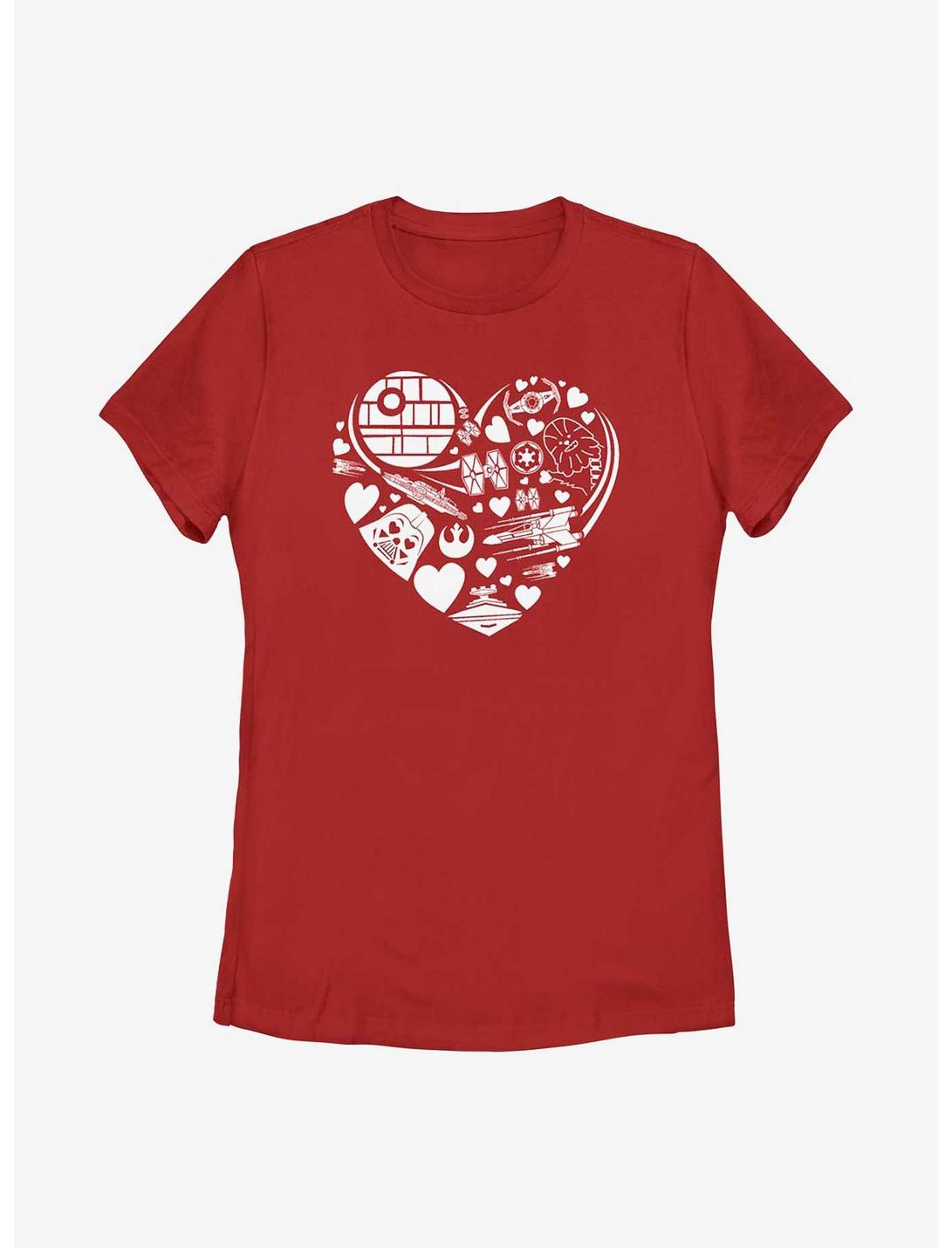 Star Wars Heart Ships Icons Womens T-Shirt, RED, hi-res