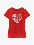 Star Wars Heart Ships Icons Youth Girls T-Shirt, RED, hi-res
